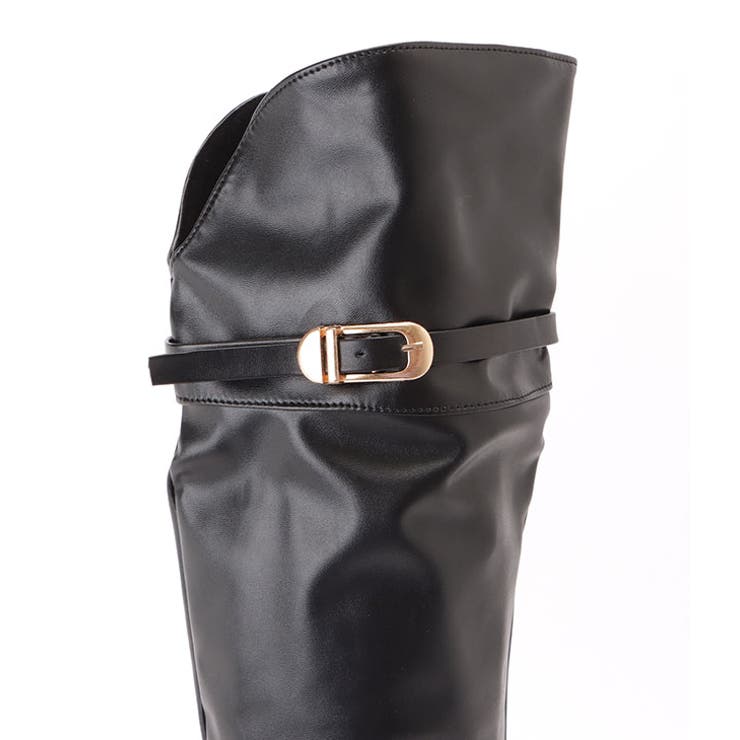 サイドファスナー付きレザー調ニーハイジョッキーブーツ 女性 レディース | レースレディース  | 詳細画像15 
