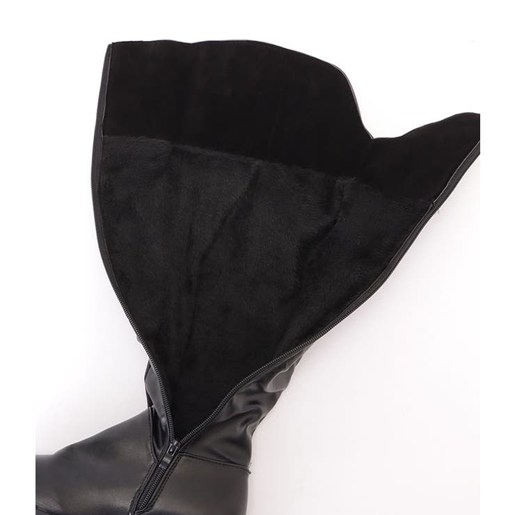 サイドファスナー付きレザー調ニーハイジョッキーブーツ 女性 レディース | レースレディース  | 詳細画像17 