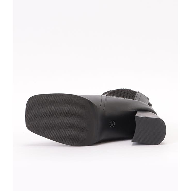 ニットドッキングレザー調チャンキーショートブーツ 女性 レディース | レースレディース  | 詳細画像18 