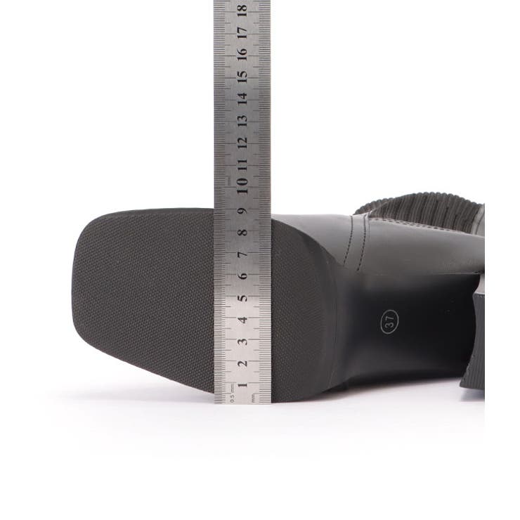 ニットドッキングレザー調チャンキーショートブーツ 女性 レディース | レースレディース  | 詳細画像20 