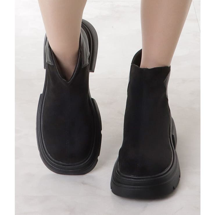 バックファスナー付きドッキングフェイクレザーショートブーツ 女性 レディース | レースレディース  | 詳細画像11 