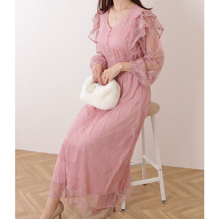 【10%off】9~11号ボレロ付フラワープリント ピンクドレス フリル付き 10%off】9~11号ボレロ付フラワープリント ピンクドレス フリル付き