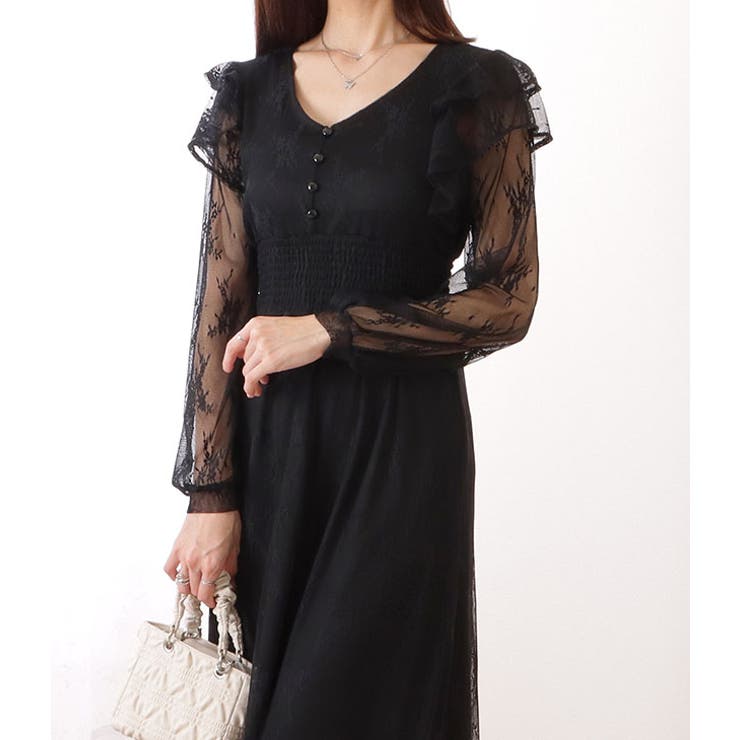 フリル付き フラワー チュール | レースレディース  | 詳細画像4 