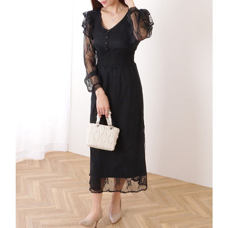 フリル付き フラワー チュール | レースレディース  | 詳細画像5 