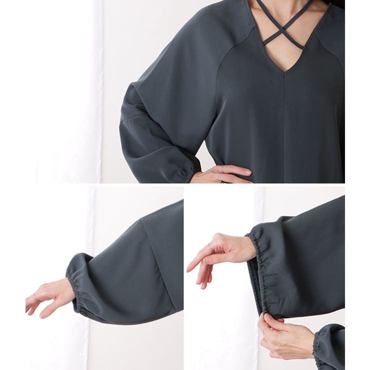 クロスリボン Vネック バルーン袖 | レースレディース  | 詳細画像17 