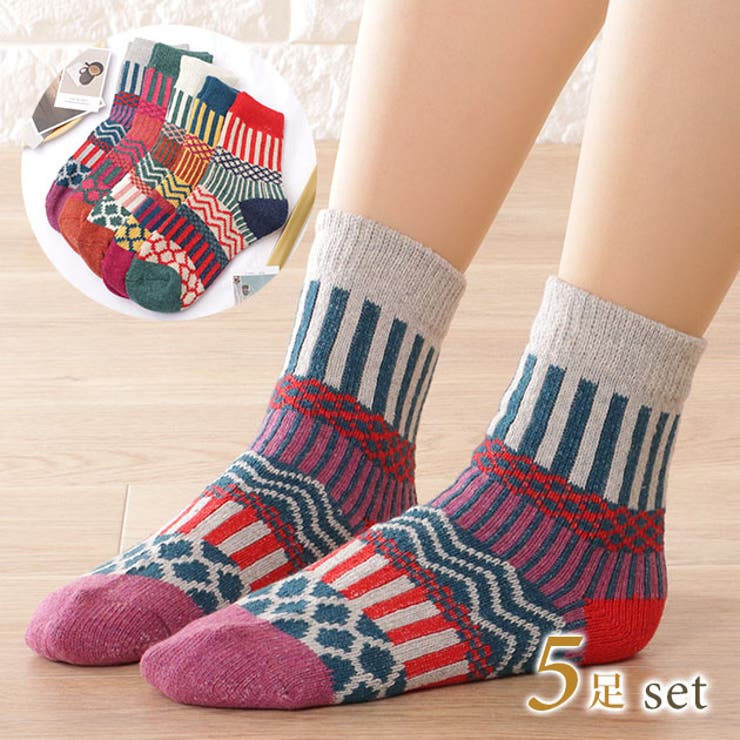 民族柄ボリュームニットソックス 女性 レディース | レースレディース  | 詳細画像1 