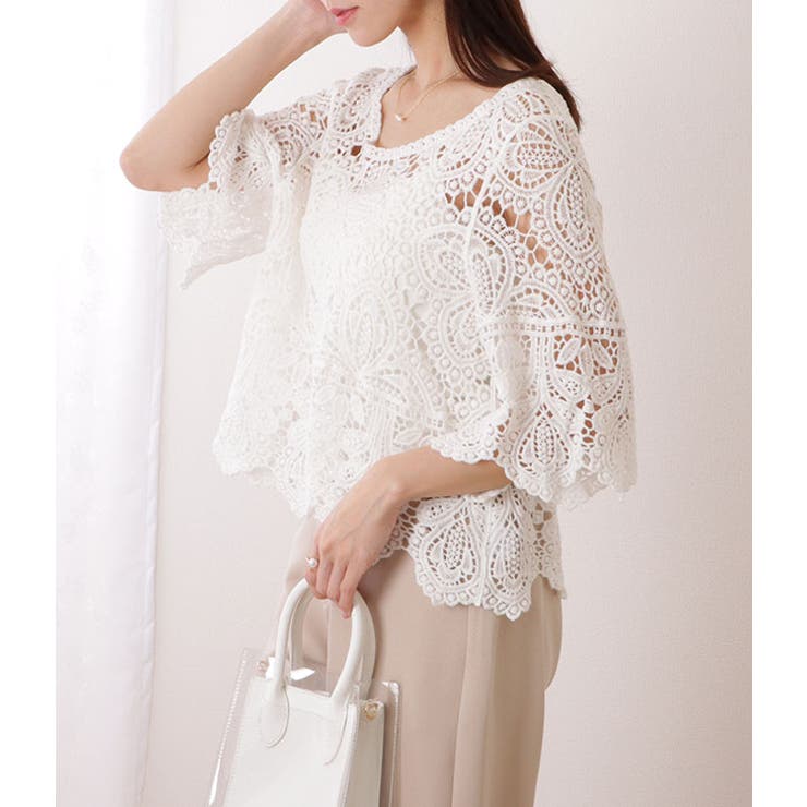 クロシェ編み スカラップ 7分袖 | レースレディース  | 詳細画像12 