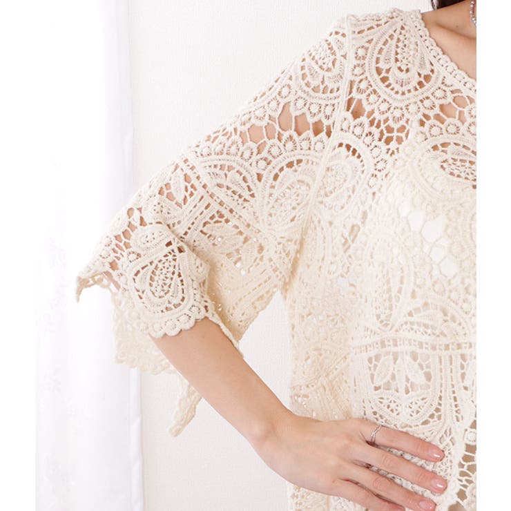 クロシェ編み スカラップ 7分袖 | レースレディース  | 詳細画像18 