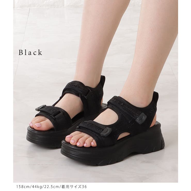 チェック柄プラットフォームサンダル スポーツサンダル チェック | レースレディース  | 詳細画像3 