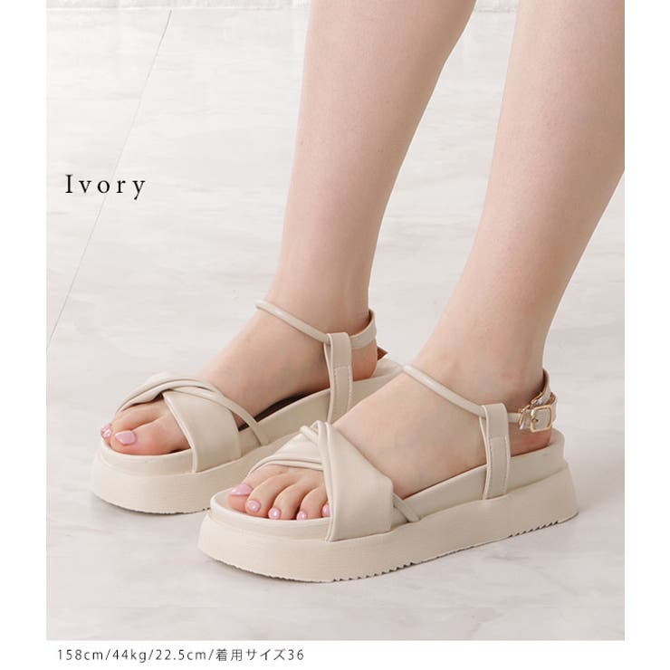 プラットフォームデザインサンダル 厚底サンダル ストラップ