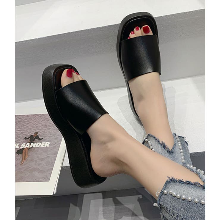 スクエアトゥ フラットソール サンダル | レースレディース  | 詳細画像6 