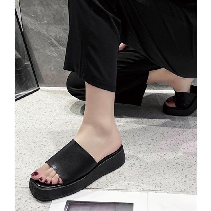 スクエアトゥ フラットソール サンダル | レースレディース  | 詳細画像9 