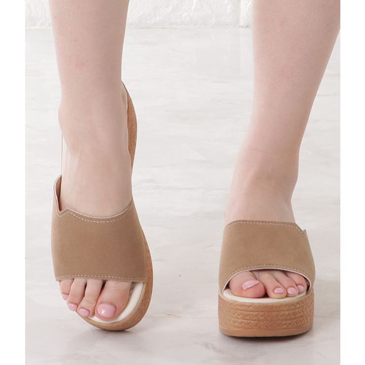 スエード調スリット厚底サンダル レディース ウエッジソール | レースレディース  | 詳細画像10 