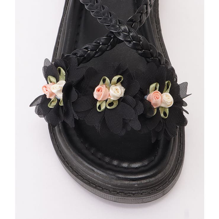 花モチーフ付き編みストラップサンダル 女性 レディース | レースレディース  | 詳細画像19 