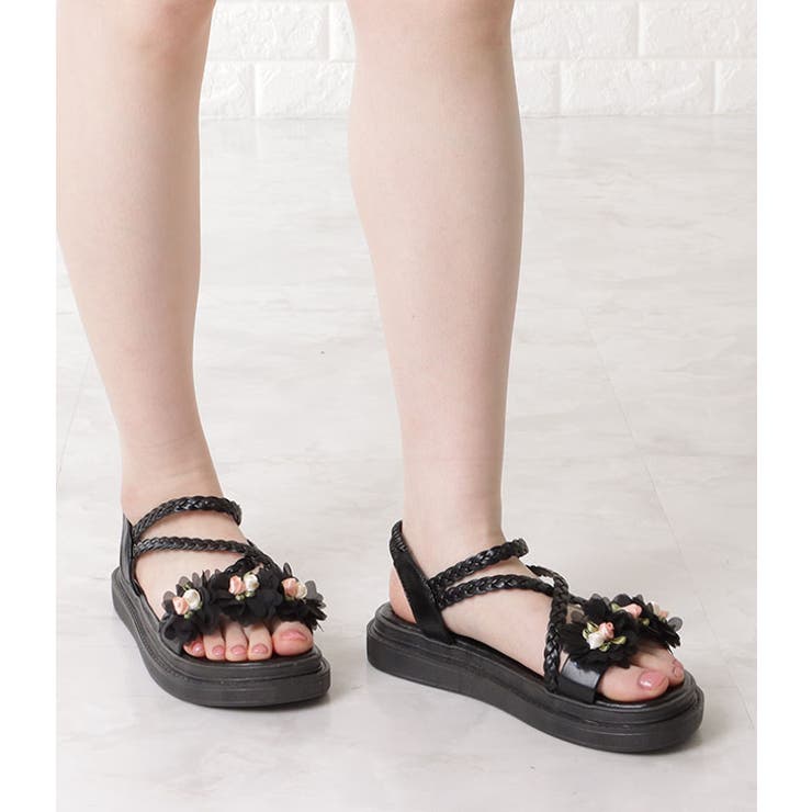 花モチーフ付き編みストラップサンダル 女性 レディース | レースレディース  | 詳細画像7 