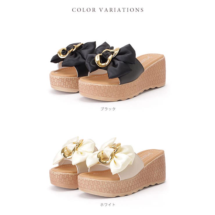 ビッグリボン厚底ウエッジサンダル 女性 レディース | レースレディース  | 詳細画像2 