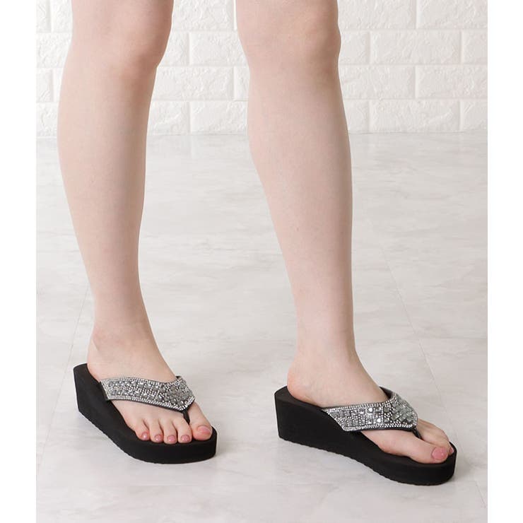 ビジュー付き厚底ヒールトングサンダル 女性 レディース | レースレディース  | 詳細画像6 