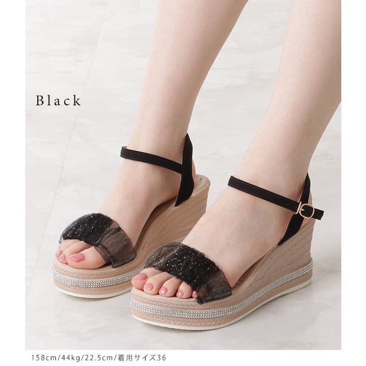 レースベルトストラップウエッジサンダル 女性 レディース | レースレディース  | 詳細画像3 