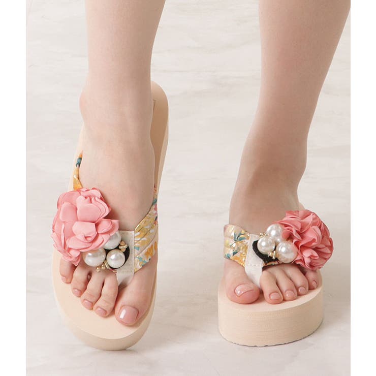 フラワー×パールモチーフ厚底ビーチサンダル 女性 レディース | レースレディース  | 詳細画像11 