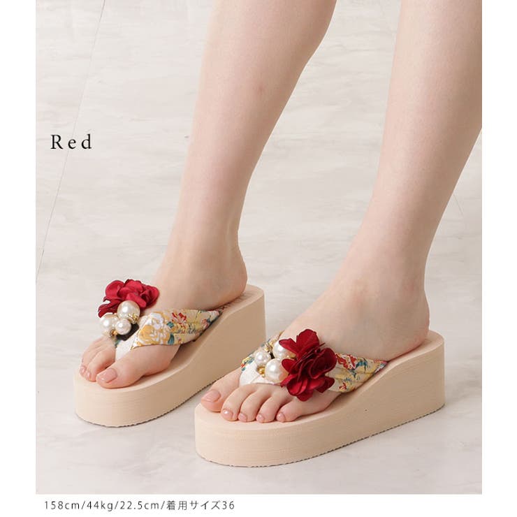 フラワー×パールモチーフ厚底ビーチサンダル 女性 レディース | レースレディース  | 詳細画像12 