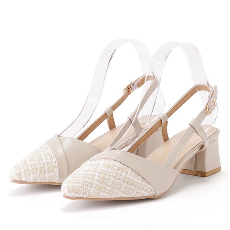 ツイード切替バックストラップパンプス 女性 レディース | レースレディース  | 詳細画像1 