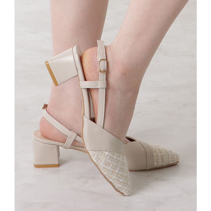 ツイード切替バックストラップパンプス 女性 レディース | レースレディース  | 詳細画像10 