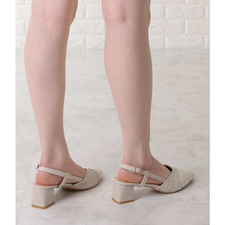 ツイード切替バックストラップパンプス 女性 レディース | レースレディース  | 詳細画像9 