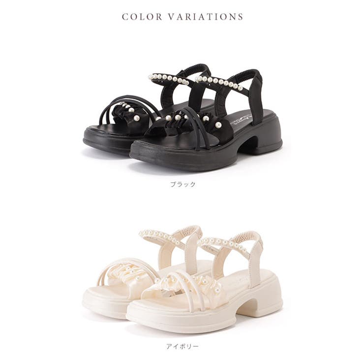 ナローストラップパールシュシュサンダル 女性 レディースコンフォート | レースレディース  | 詳細画像2 