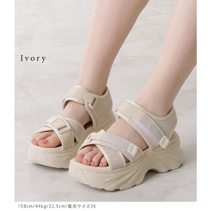 ラメ入りクロスストラップ厚底スポーツサンダル 女性 レディース | レースレディース  | 詳細画像9 