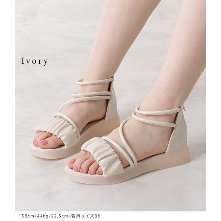 レザー調ナローストラップコンフォートサンダル 女性 レディース | レースレディース  | 詳細画像3 