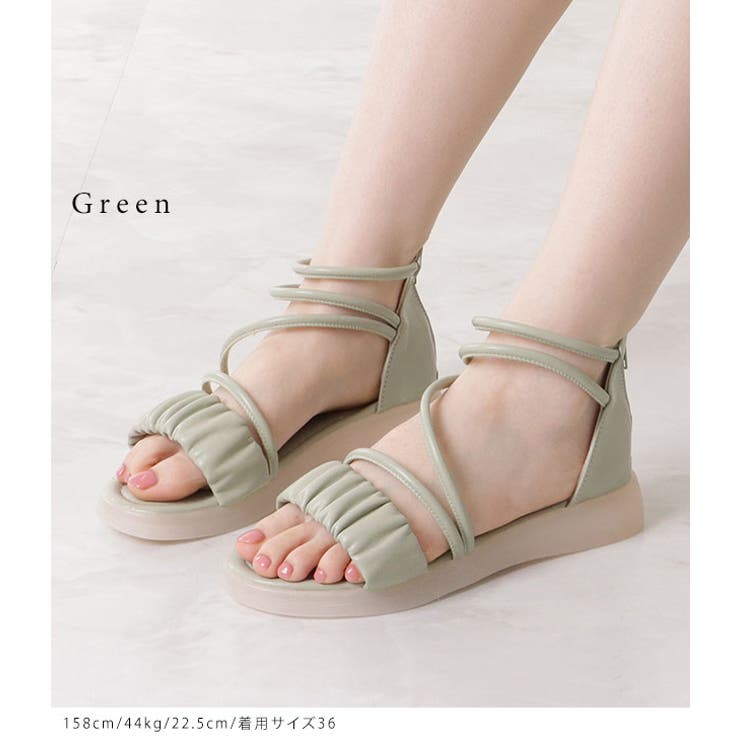 レザー調ナローストラップコンフォートサンダル 女性 レディース | レースレディース  | 詳細画像9 