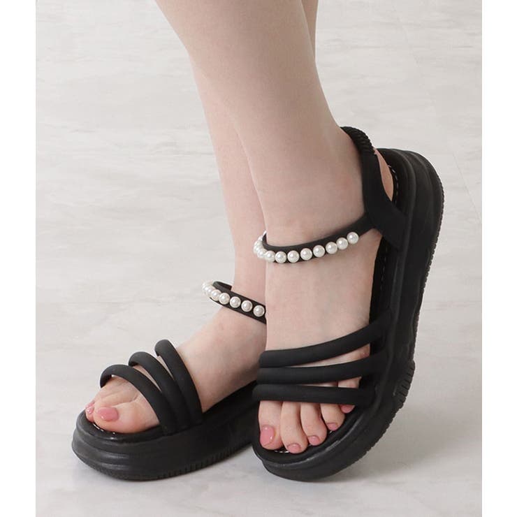 パール付き三連ストラップコンフォートサンダル 女性 レディース | レースレディース  | 詳細画像4 