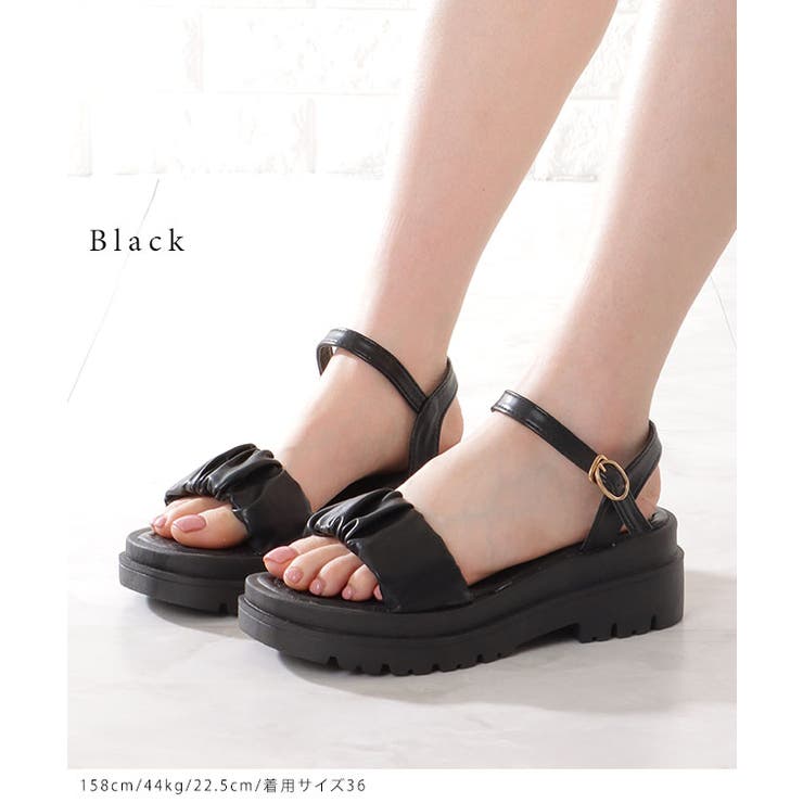 ギャザーベルト 厚底 サンダル | レースレディース  | 詳細画像3 