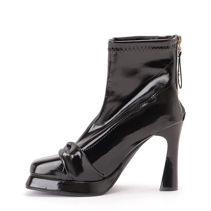 レザー調ねじりリボンスクエアショートブーツ 女性 レディース | レースレディース  | 詳細画像18 