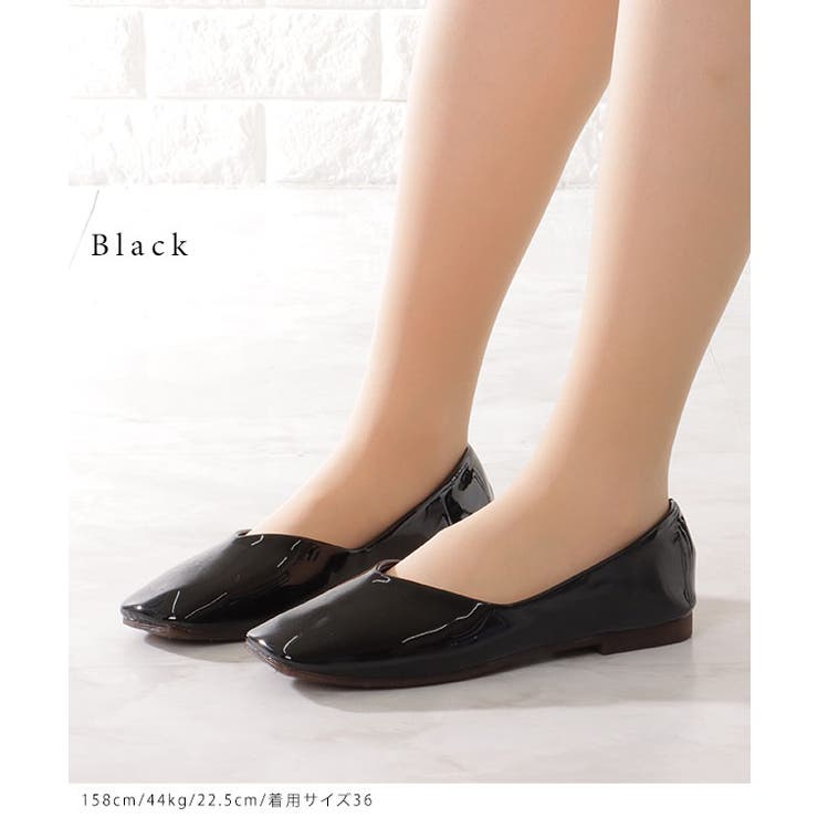 エナメル調 スクエアトゥ フラット | レースレディース  | 詳細画像3 