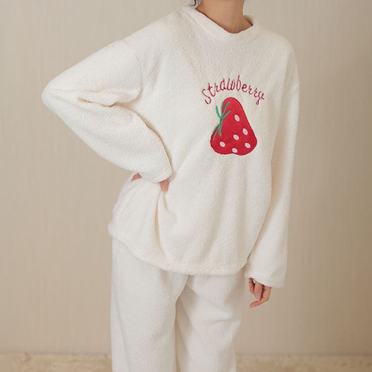 いちご柄 ロゴ クルーネック | レースレディース  | 詳細画像1 