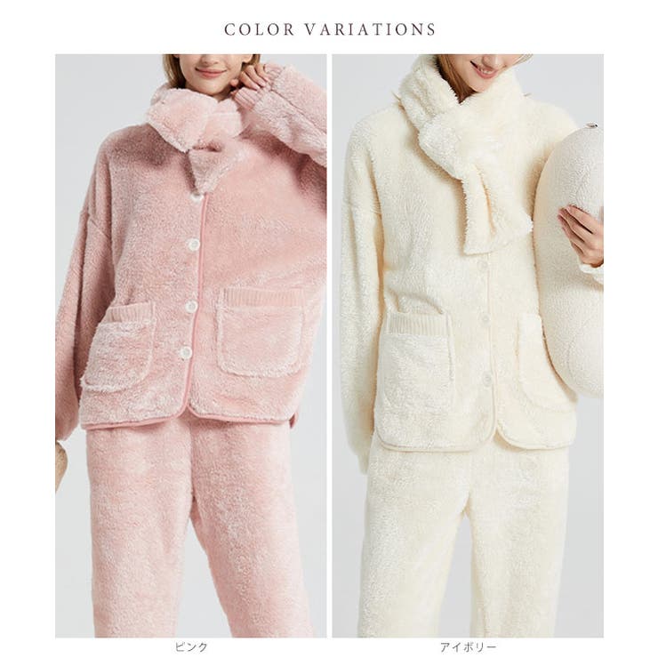 マフラー付き Vネック フリース | レースレディース  | 詳細画像2 