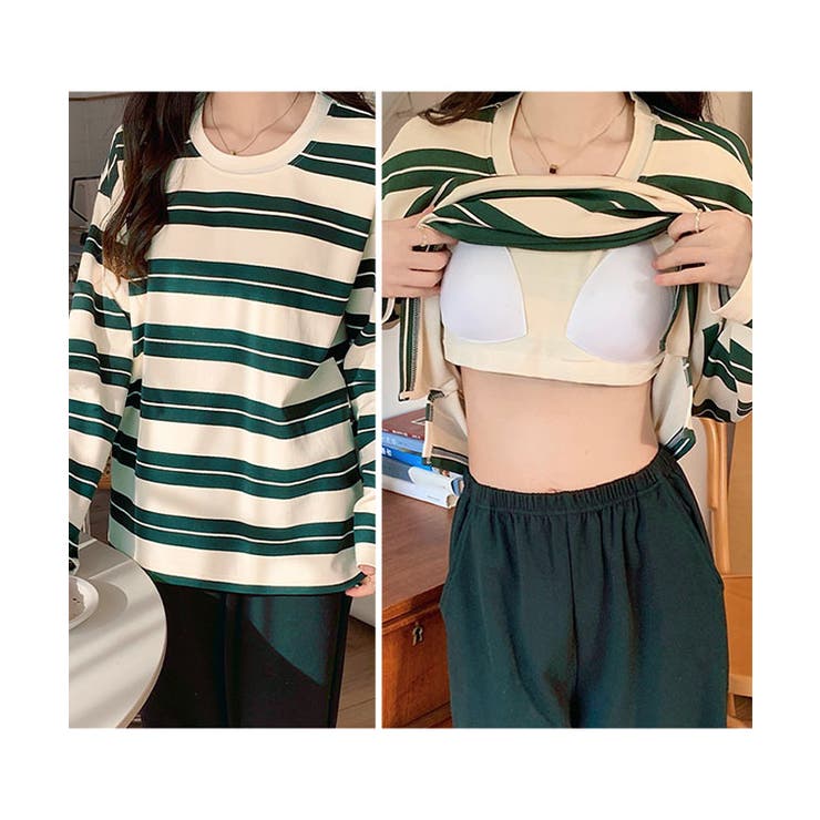 クルーネック カップ付き ボーダー | レースレディース  | 詳細画像4 