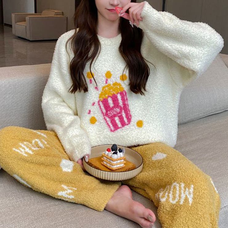 ポップコーン柄 ロゴ 長袖 | レースレディース  | 詳細画像1 