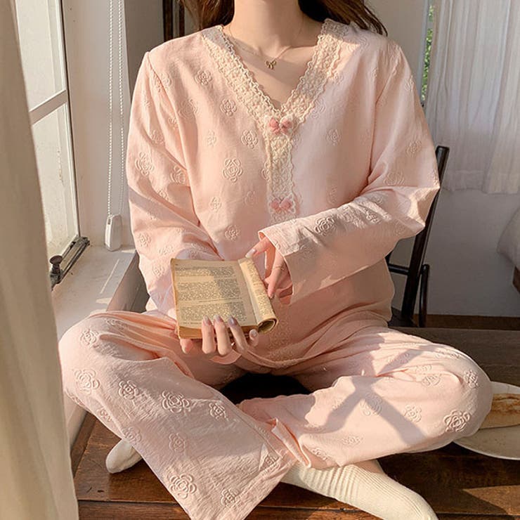 Vネック フラワー リボン | レースレディース  | 詳細画像1 