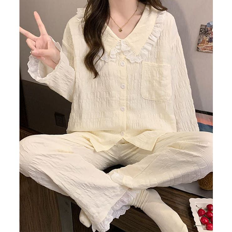 Vネック ビッグカラー フリルレース | レースレディース  | 詳細画像8 