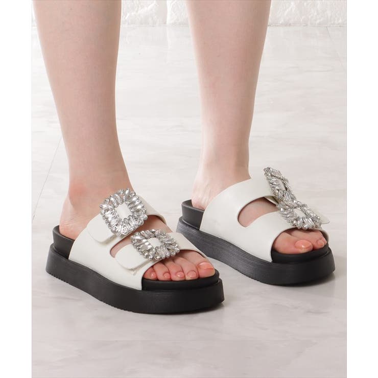 ビジュー付き ダブルベルト フラット | レースレディース  | 詳細画像13 