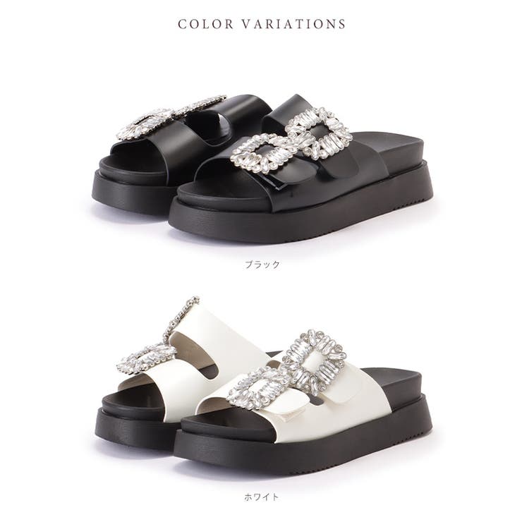 ビジュー付き ダブルベルト フラット | レースレディース  | 詳細画像2 