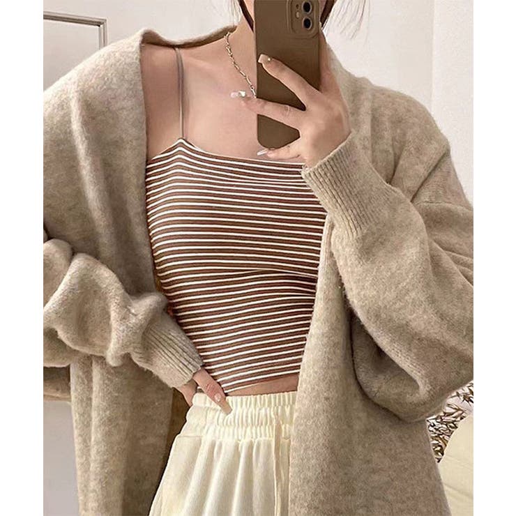 ボーダー柄 クロップド丈 カップイン | レースレディース  | 詳細画像15 