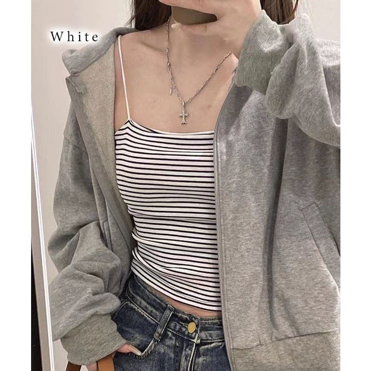 ボーダー柄 クロップド丈 カップイン | レースレディース  | 詳細画像8 