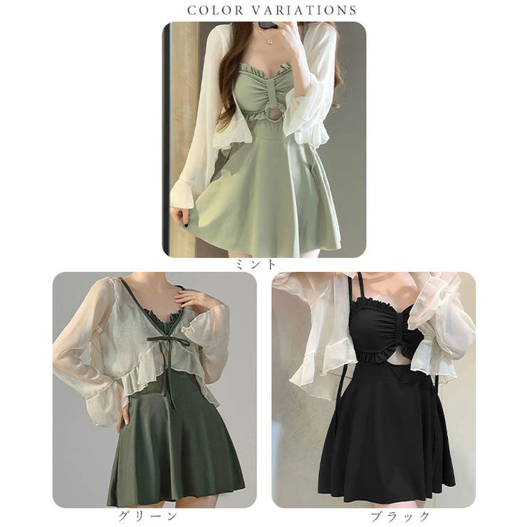 シアー ボレロ付き ワンピース[品番：LCLW0006026]｜レース