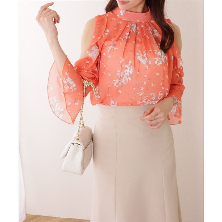 ブーケ柄 カットアウト フレアスリーブ | レースレディース  | 詳細画像13 