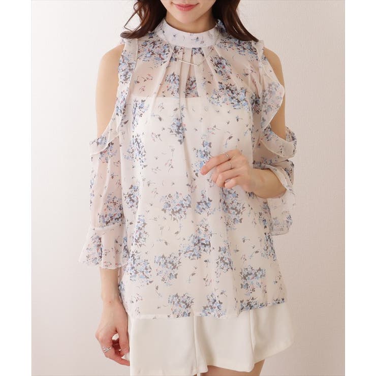 ブーケ柄 カットアウト フレアスリーブ | レースレディース  | 詳細画像5 