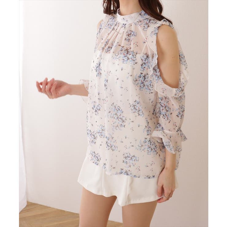 ブーケ柄 カットアウト フレアスリーブ | レースレディース  | 詳細画像7 