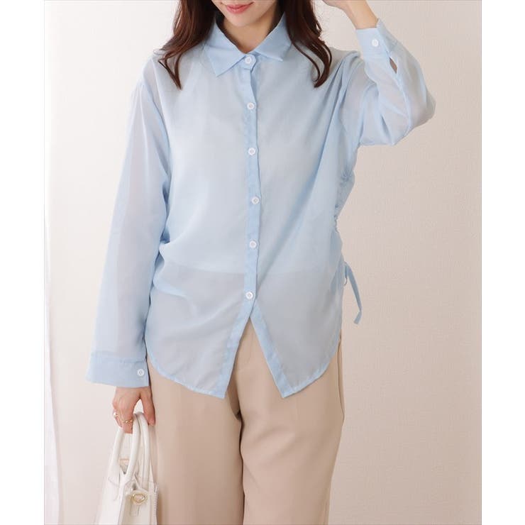 ドローストリング付き 長袖 シフォン | レースレディース  | 詳細画像11 